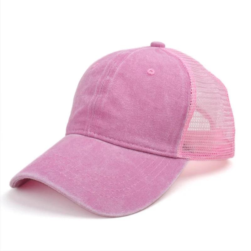 Unisex Washed Cotton Baseball Cap Vintage Solid Color Adjustable Casual Mesh Truck Caps Men Women Summer Outdoor Streetwear Hat