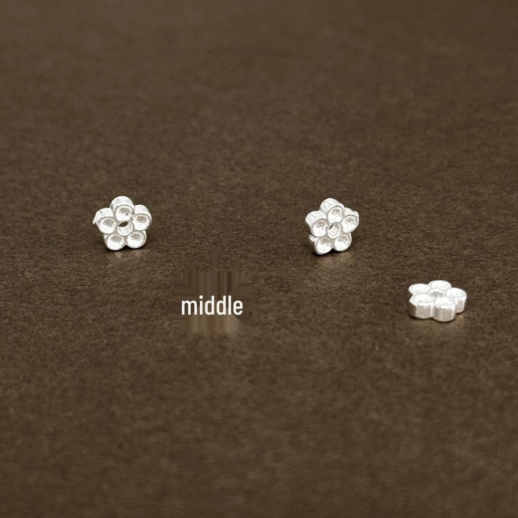 S999 Sterling Silver Flower Spacer Pendant for DIY Crystal Bracelets & Necklaces