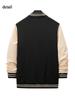 Giacca casual da college per uomo, a maniche lunghe, slim fit, stile Letterman, bomber da baseball, felpa leggera, giacca a vento con bottoni da uomo