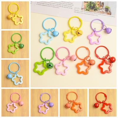 Open Ring Buckle Five-pointed Star Bell Pendant Elegant Macarone Bag Keyring Decoration