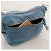 Retro Crossbody Washed Denim Multi-Zipper Small Commuter Bag