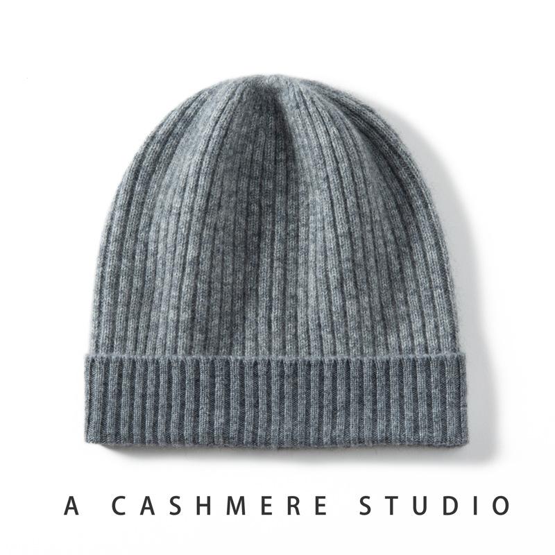 Autumn and Winter Thickened Cashmere Hat Unisex Color Matching Knitted Hat Head Hat Stack Hat Ear Protection Hat Cold Hat
