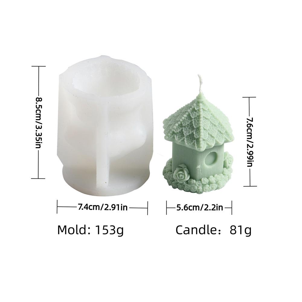 Small House Candle Mold Grass House Rose House Aromatherapy Gypsum Dropping Decoration Silicone Mold