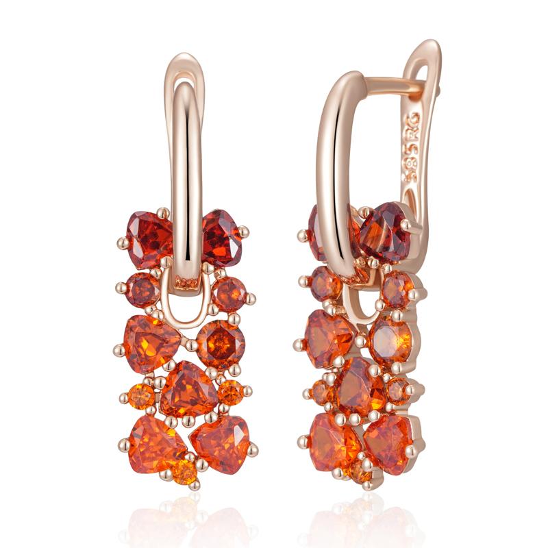 

Блестящие красные серьги-капли из натурального циркона для женщин, тренд, цвет розового золота, свадебные изящные украшения для невесты, кристальный подарок