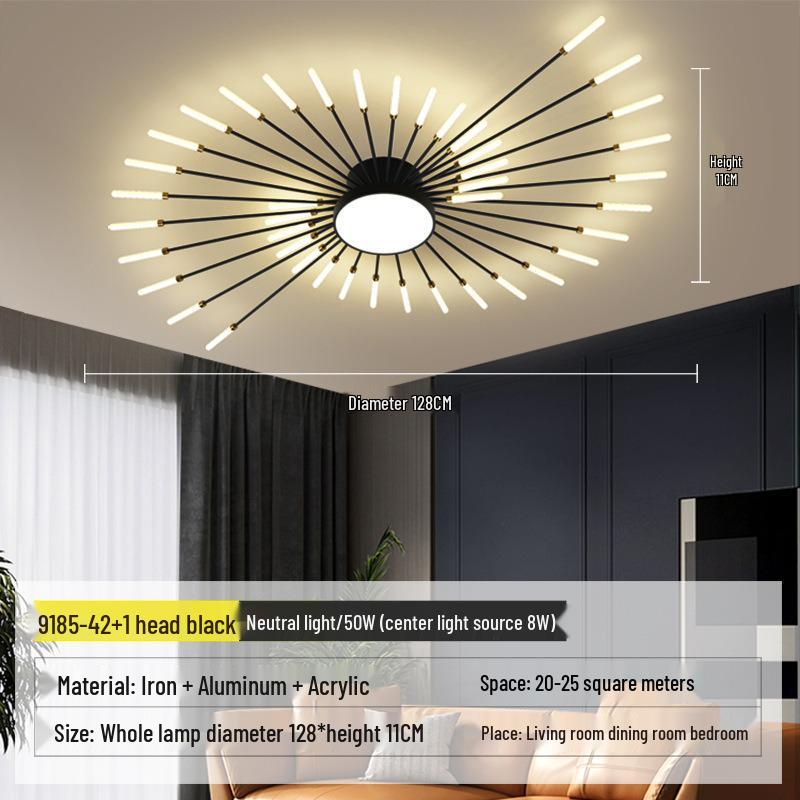 Nordic Fireworks Rotating LED Ceiling Light - High-End Living Room and Bedroom Lighting