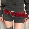 Punk Style Rivet Waist Belt Designer Dress Jeans Belt Heavy-Duty Wide Women's Belt  Streetwear