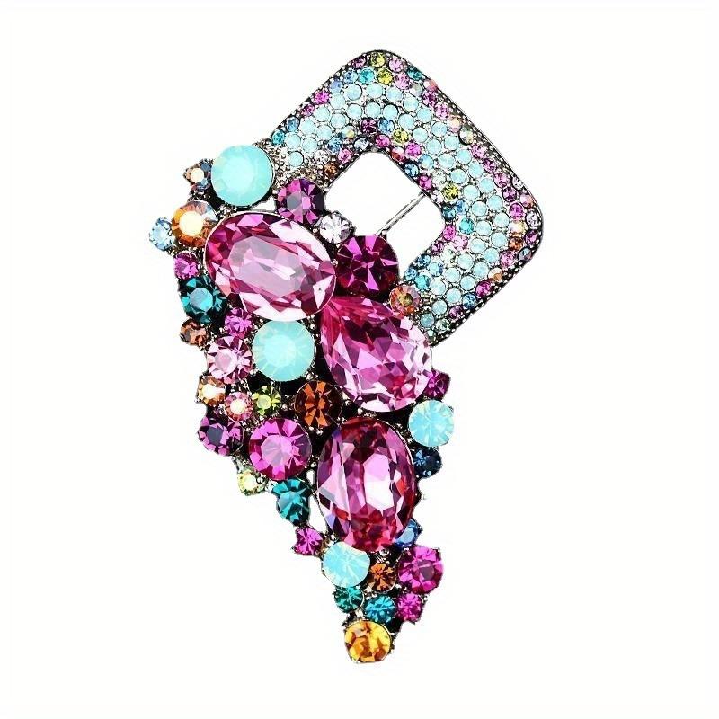 

Multi-Color Synthetic Gemstone Brooch, Diamond Art Deco Pin, Fashion Jewelry for Men & Women