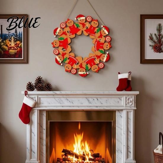Santa Claus Wall Art Christmas Wooden Hanging Pendant Festive Ornaments with Hemp Rope for Tree Rustic Farmhouse Window Fireplace Decoration,