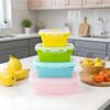 4pcs Collapsibled Silicone Food Storage Container Stackable Space Saving Lunch Box Microwaveable Foldable Kitchen Accessories