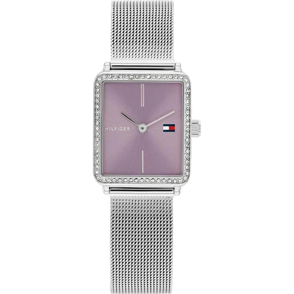 Tommy Hilfiger Tea Tank Purple Dial Silver Stainless Steel Milanese Strap Women s Quartz Watch 1782790 фиолетовый