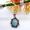 Natural Larimar Necklace 925 Sterling Silver Necklace, Long Chain Silver Design Necklace for Women