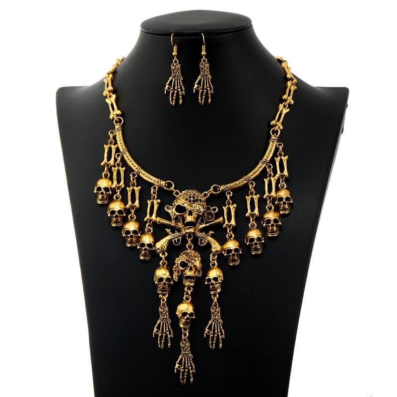 Hyperbole Vintage Punk Pirate Skull Pendant Necklace For Women Men Gothic Halloween Party Hip Hop Jewelry Accessories