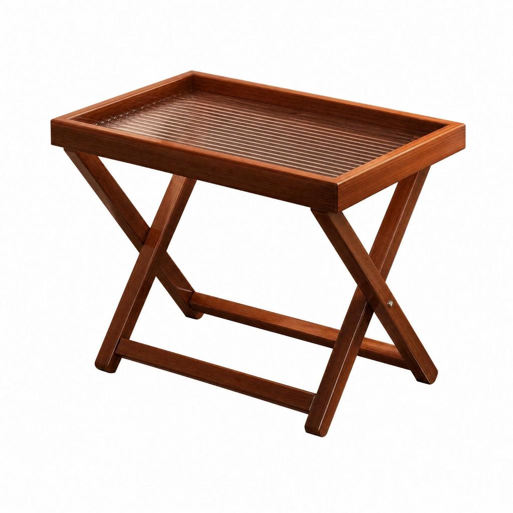 Foldable Folding Square Bamboo Side Table Wooden Tray-Style