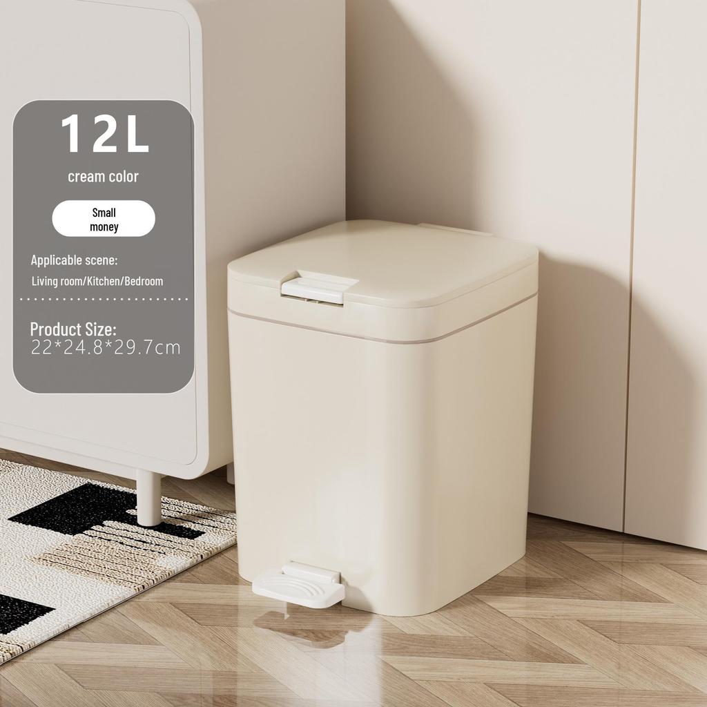 High-End Large Capacity Plastic Foot Pedal Trash Can for Bathroom and Living Room