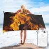 Burning Fire With Sparks Beach Towel Soft Microfiber Quick Dry Absorbent Quick Towels For Bath