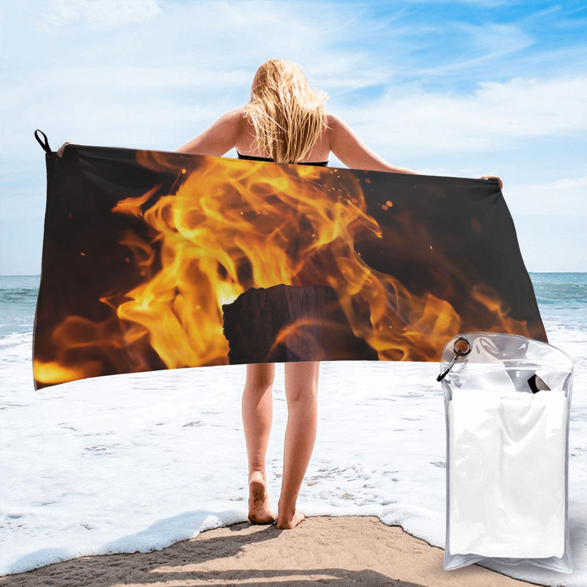 

Burning Fire With Sparks Beach Towel Soft Microfiber Quick Dry Absorbent Quick Towels For Bath W40*H60(CM)