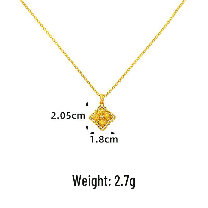 Elegantní přívěsek čtyřlístku s diamanty, pískované zlato, dámské vintage šperky v dvorském stylu