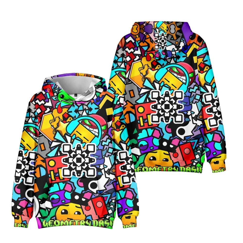 Модная Унисекс 3D Худи Аниме Геометрический Даш Мультяшный Принт Модная Худи Толстовки XS