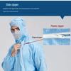 Costum Antistatic pentru Cameră Curată Clasa 100 cu Fermoar Diagonal, Alb/Albastru
