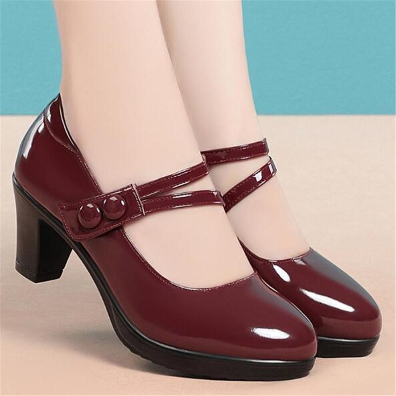 Women's Shoes Women Platform Pumps 2025 Autumn Thick Heeled Ankle Straps Party Women Shoes Shallow Mouth Mothers Shoes