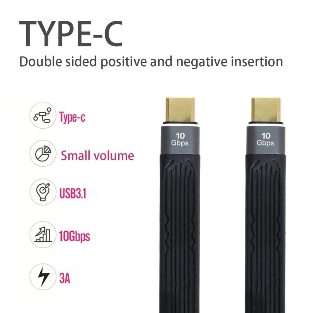 chenyang Male to Male USB 10Gbps 65W 3A Flat Slim FPC Data Cable for Laptop Mobile 13cm USB-C Type-C USB-C 3.1 & Phone,