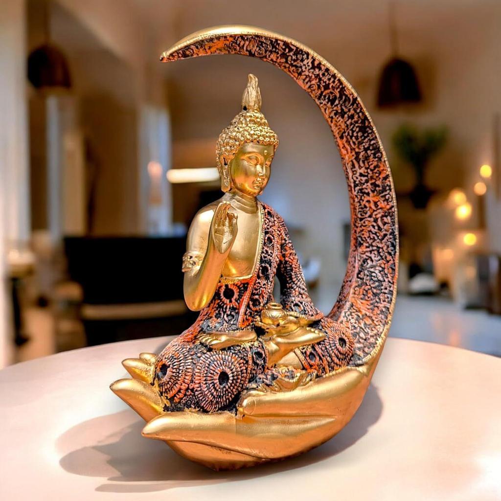 Big Meditating Moon Buddha Statue Showpiece