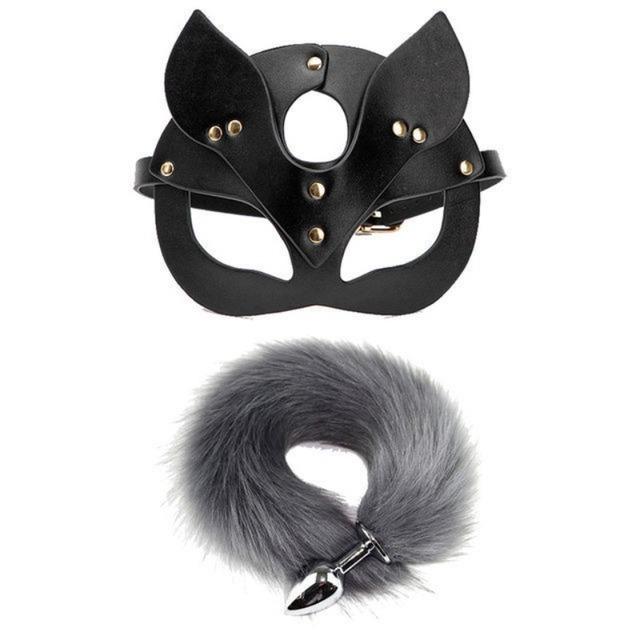 Masque de renard queue Cosplay masque pour les yeux bouchon anal en métal jeu de rôle SM accessoire jouets sexuels pour