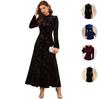 Fashion Autumn Winter New European and American Women's Clothing Elegant Velvet Floral Lace Long Sleeve Dress In Stock