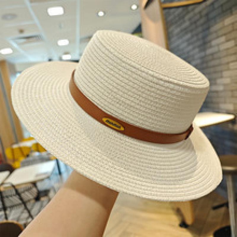 French Flat Straw Hat for Women's Spring and Summer Seaside Vacation Beach Hat Sun Shading and UV Protection Large Eave Basin Hat