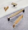 Modern Nordic Black Cabinet Handles Drawer Stripe Solid Brass Handle