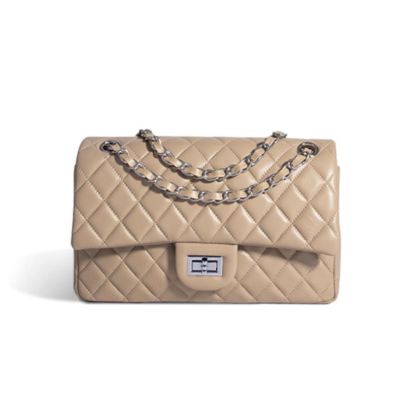 

2024 Женская маленькая модная сумка через плечо из овчины с бриллиантовой цепочкой абрикосовый