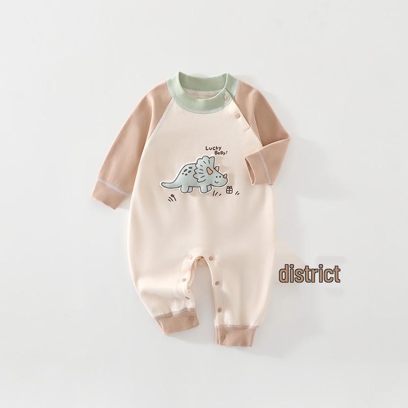 Unisex Newborn Cotton Long Sleeve Bodysuit for Spring and Autumn