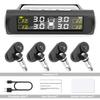 Smart Solar TPMS Car Tire Pressure Alarm Monitor System 4 Internal Sensor Driving Safety Warning System