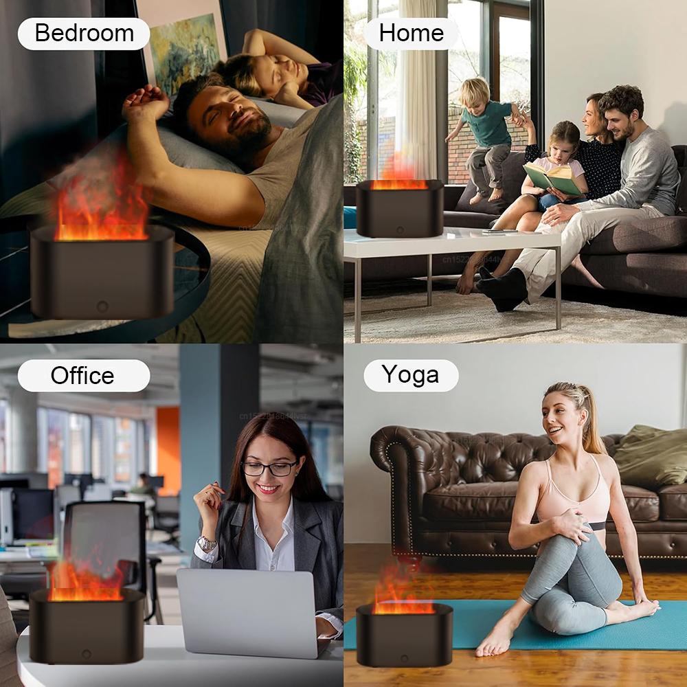 Aroma Humidifier Ultrasonic Fragrance Diffuser Colorful Flame Essential Oil Diffuser Desktop Air Humidifier for Home Bedroom