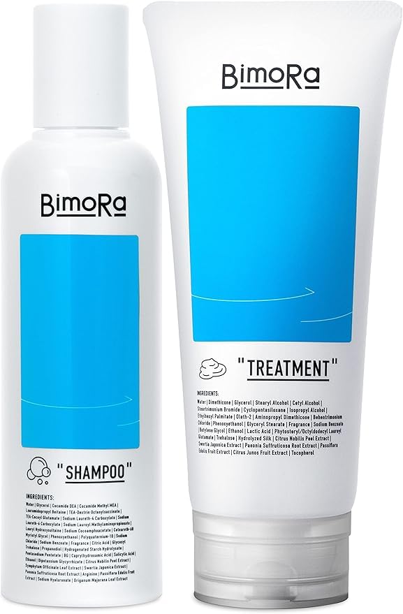 BimoRa Shampoo and Treatment Set for Men, Silicone-Free, Amino Acid, Human Stem Cell Scalp Care Shampoo, Hair Growth, Scalp Care, Scented, Frizzy Hair
