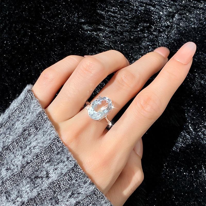 Natural Explosion Topaz Amethyst Citrine Ring S925 Silver Light Luxury Jewelry Main Stone 10 * 14mm Fashion Gift