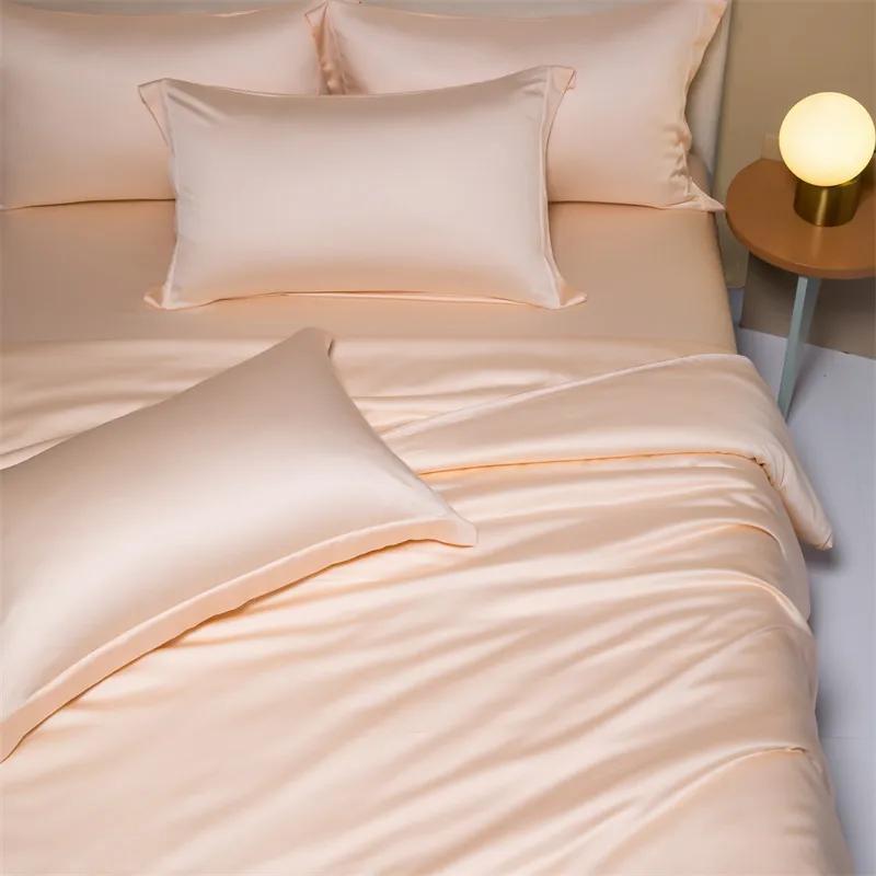 High-End 120S Natural Fabric Bedding Sets Summer Cooling Ice Silk Fitted Sheet Set Skin Friendly Comfortable Bedclothes For Home