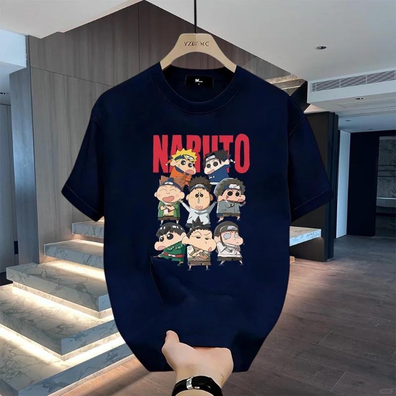 Men Fashion Cartoon Printed Heavy Cotton Casual Short Sleeve T Shirt S чёрный