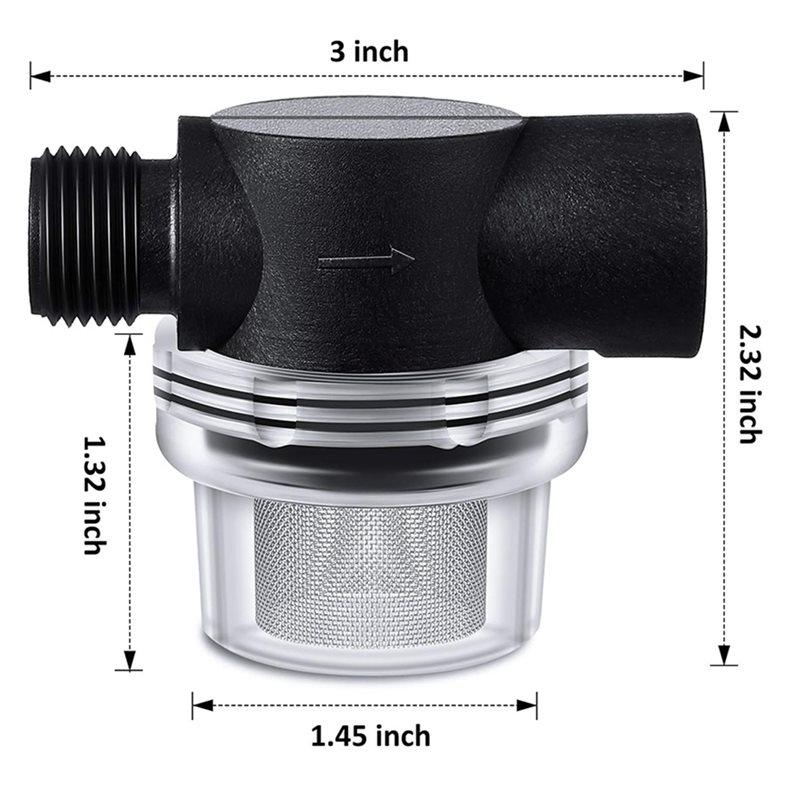 3X Water Pump Strainer Filter Set Include Twist On Pipe Strainer And Extra 50 Mesh Filter Screen, 1/2 Filter