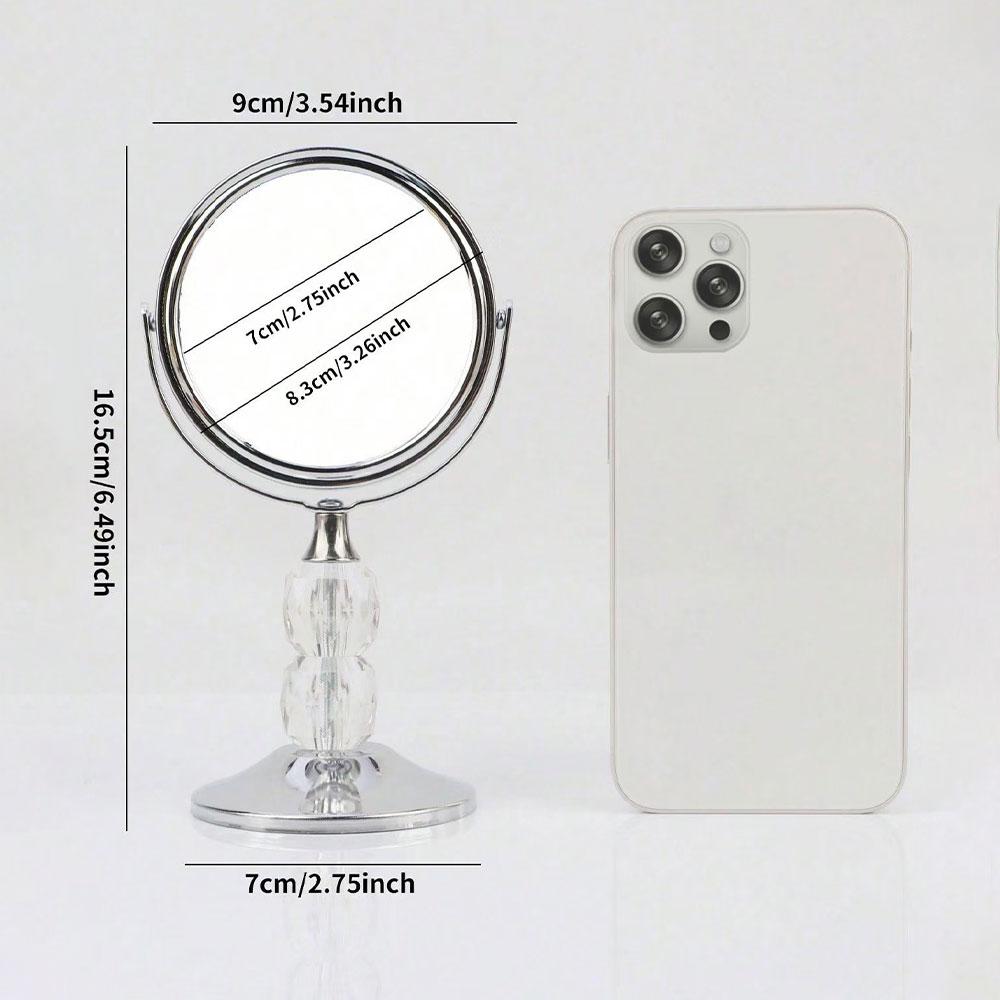 1 шт. Настольное стоячее зеркало для макияжа в бумажной коробке, хрустальная ручка, зеркало для красоты, 360° поворотное, двустороннее, высокой четкости