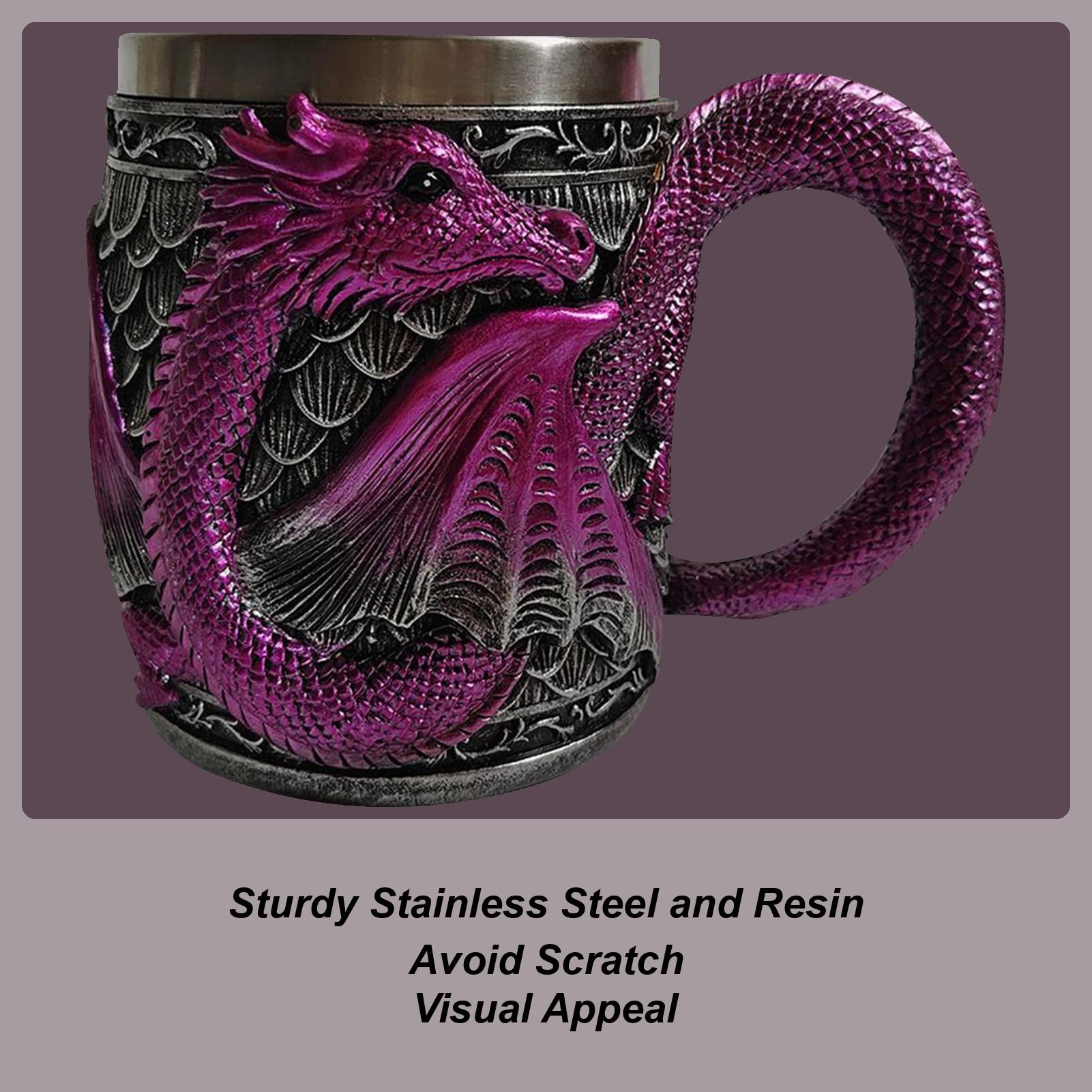 

Tankard Mug 400ml Dragon Coffee Cup Novelty Resin Stainless Steel Cup for Collectible Display Desk Decoration Study Breaks Theme 400ml