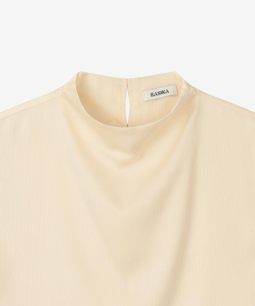 BASIKA Mock Neck Blouse (Beige)