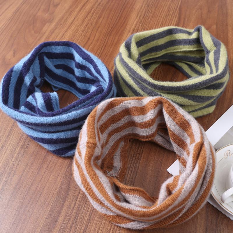 100% Wool Striped Ear Hanging Knitted Neck Coverings Winter Fashionable Warmth Neck Protection Scarf Face Mask Headscarf Hat