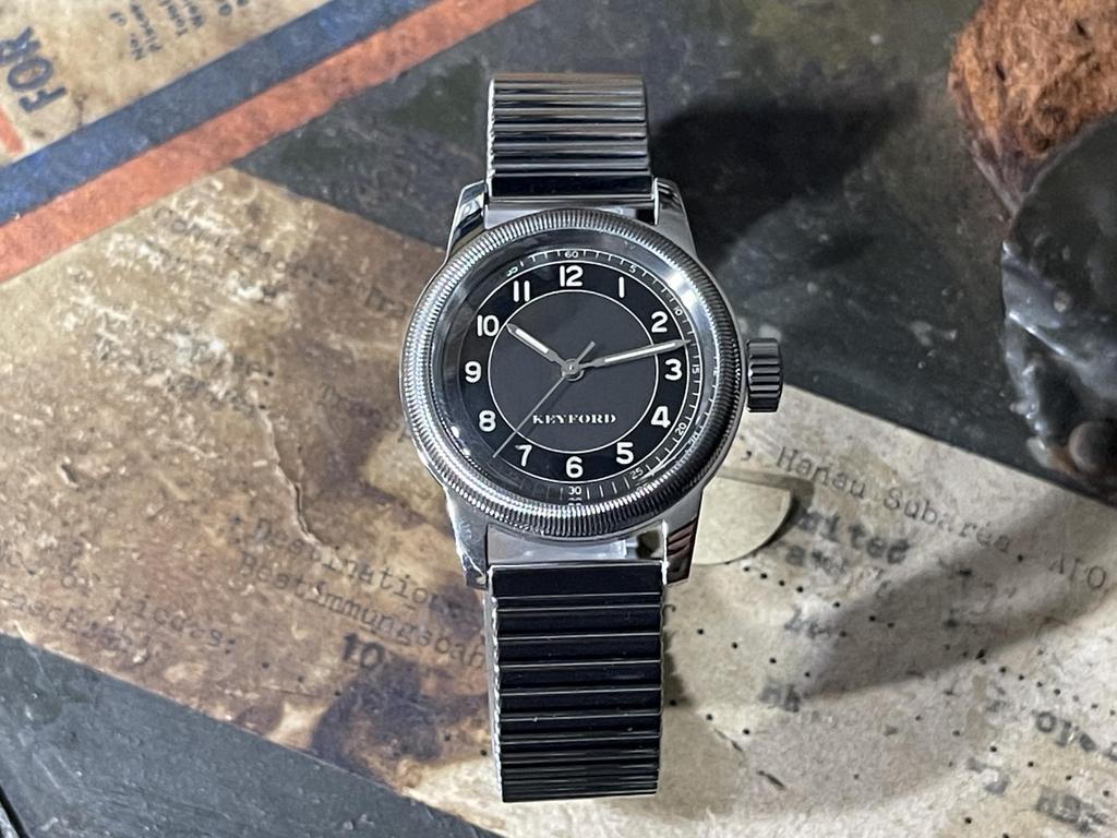 Ceas militar Ceas cu cadran smoking Ceas cu cadran gri Tuxedo Curea gri cu extensie [MRMW] Bărbați