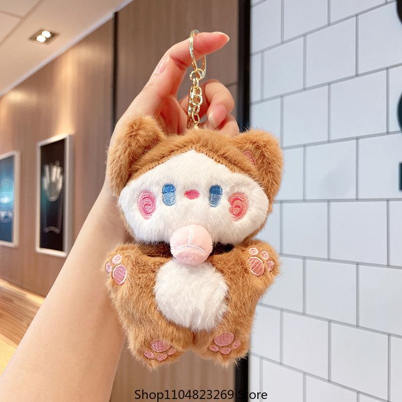 New Cute Cat Plush Doll Cartoon Keychain Plush Toy Little Cat Doll Bag Pendant Doll Keychain Cloth Doll Toy