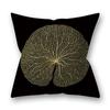 Gold Feather Black Plant Cushion Cover For Home Living Room Sofa Bedroom Decoration Square Pillow Case