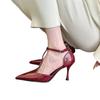 Shoes for Women 2026 New Summer Pointed Toe Stiletto Women's Sandals Advanced Sense Solid Color Buckle Strap Dress Sandals Women