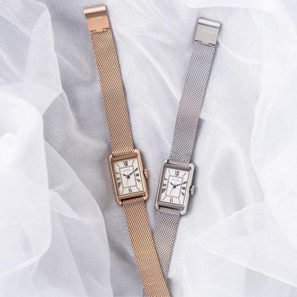 Authorized Dealer [MATOW] MATOW Women's Watch mw004002 [Tsuki] Oborozuki Square Rose Gold Mesh Watch