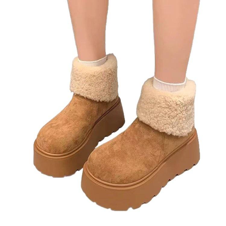 Northeast snow boots thickened snow boots women's 2025 new thick-soled heightened winter velvet non-slip warm cotton shoes women