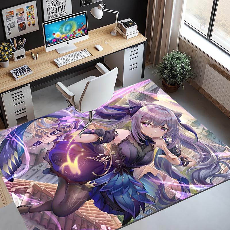 Genshin Impact Pattern Rug, Indoor/Outdoor Mat, for Picnic, Gameroom, Bedroom, Office, Living Room, Home Decor Carpet, Birthday Gift